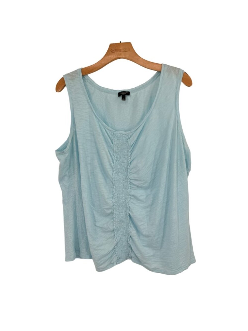 Talbots Light Blue Sleeveless Ruched Women's Tank Top size 3X  cotton